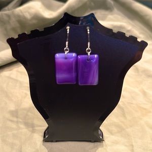 Rectangular Purple Agate Earrings